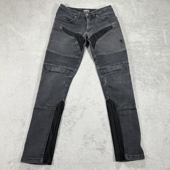 Pando Moto Motocycle Jeans Mens 30x34 Gray Slim Fit Pants SAS-TEC Protection - Picture 1 of 16
